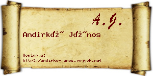 Andirkó János névjegykártya